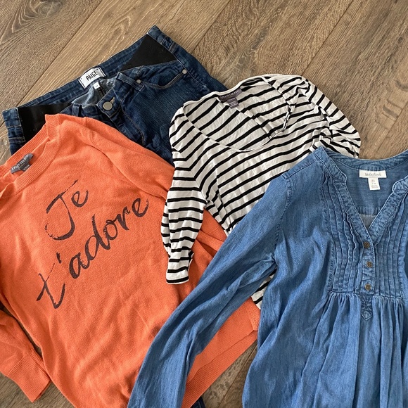 Maternity Bundle - Paige Jeans and three tops - Picture 1 of 8